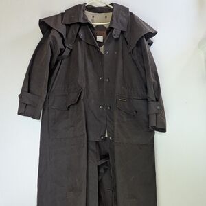 Men's Dark Brown Long Trench Coat with Storm Cape